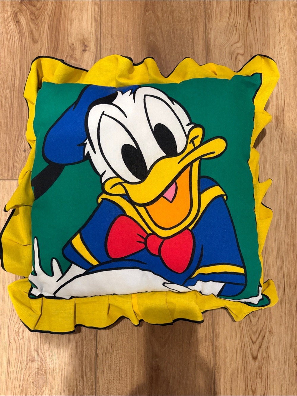 Donald Duck Yellow Ruffle Decorative Pillow - Classic Cartoon Home Accent